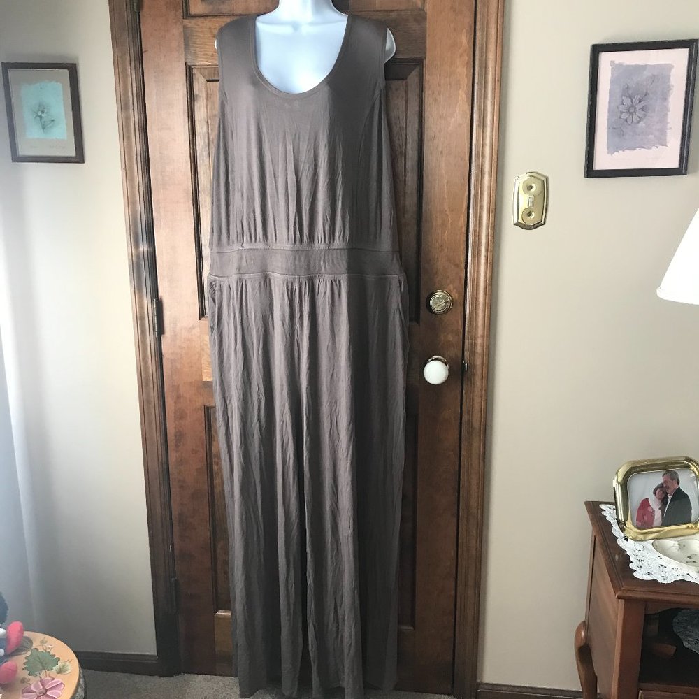 Lisa Rinna Collection Brown Sleeveless Jumpsuit 2X